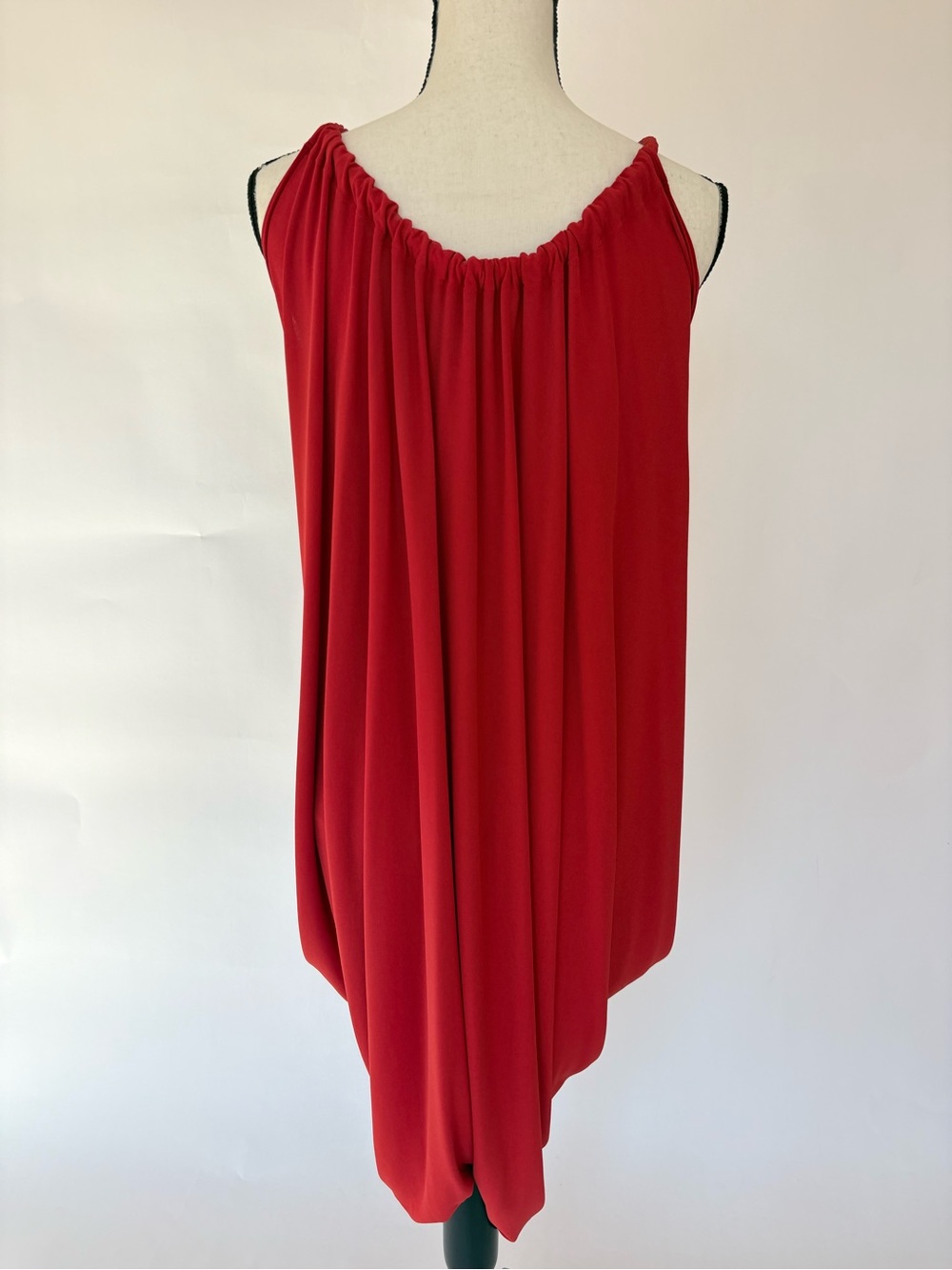 Lanvin Red Gathered Neck Sleeveless Women’s Dress